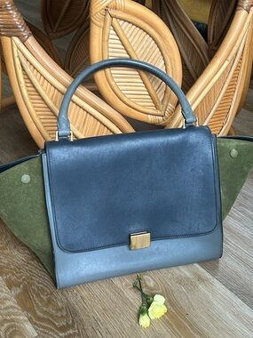Celine Trapeze Leather Handbag MM Authentic